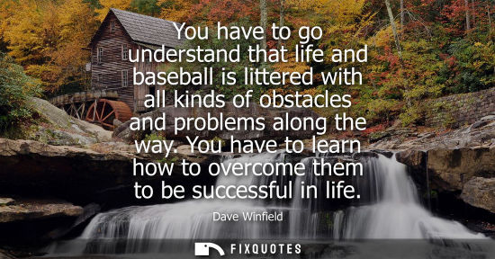 Small: You have to go understand that life and baseball is littered with all kinds of obstacles and problems along th