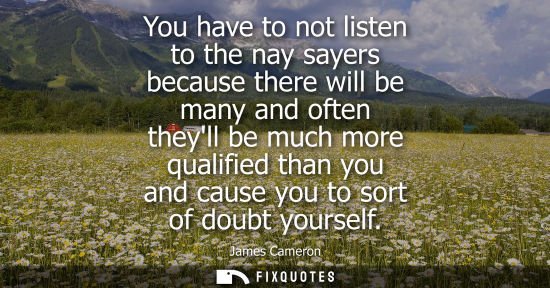 Small: You have to not listen to the nay sayers because there will be many and often theyll be much more quali