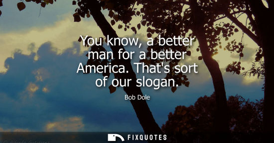 Small: You know, a better man for a better America. Thats sort of our slogan
