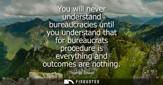 Small: You will never understand bureaucracies until you understand that for bureaucrats procedure is everything and 