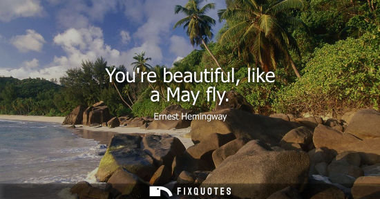 Small: Youre beautiful, like a May fly