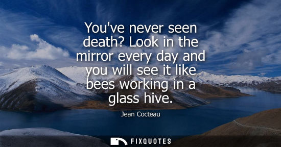 Small: Youve never seen death? Look in the mirror every day and you will see it like bees working in a glass h