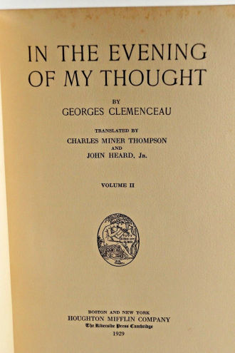 In the Evening of My Thought by Georges Clemenceau