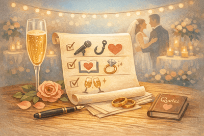 Wedding Toast Quotes + 3–5 Minute Toast Formula (Hook, Story, Compliment, Close)