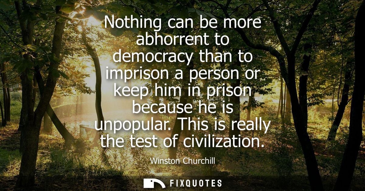 Nothing can be more abhorrent to democracy than to imprison a person or keep him in prison because he is unpopular.