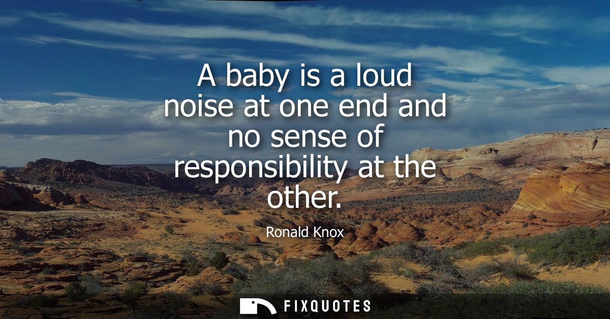 A baby is a loud noise at one end and no sense of responsibility at the other