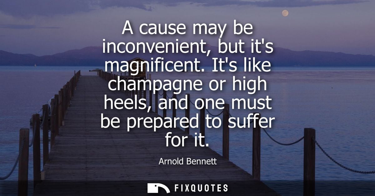A cause may be inconvenient, but its magnificent. Its like champagne or high heels, and one must be prepared to suffer f