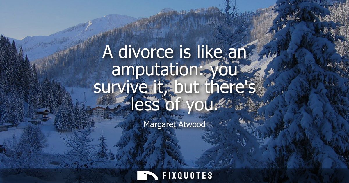 A divorce is like an amputation: you survive it, but theres less of you