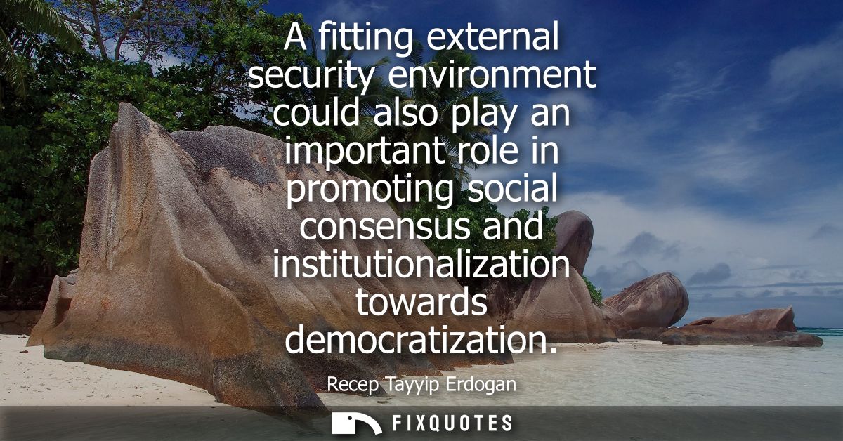 A fitting external security environment could also play an important role in promoting social consensus and institutiona