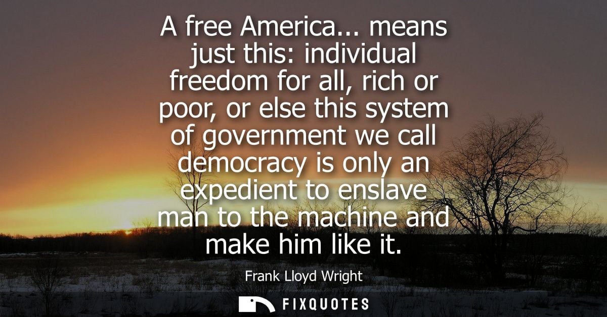 A free America... means just this: individual freedom for all, rich or poor, or else this system of government we call d