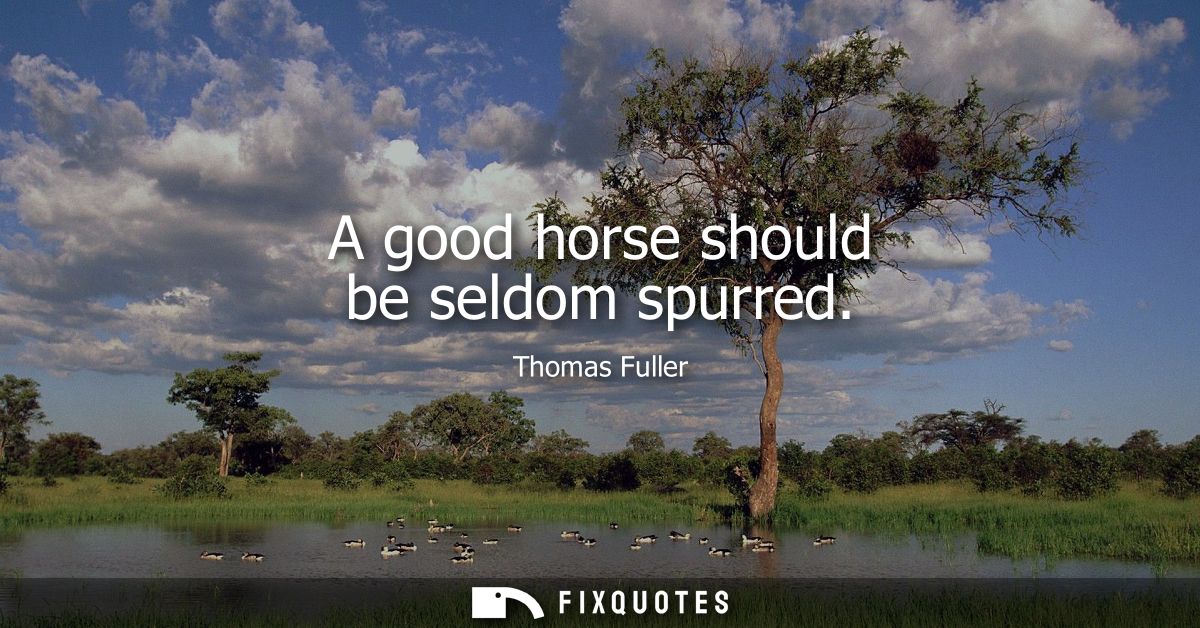 A good horse should be seldom spurred