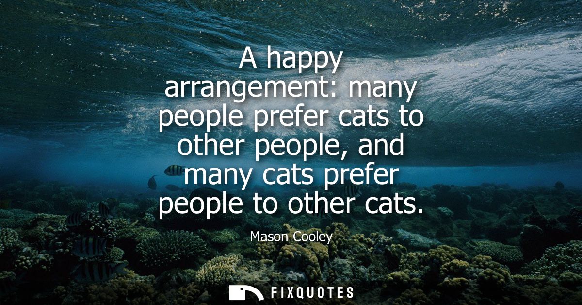 A happy arrangement: many people prefer cats to other people, and many cats prefer people to other cats