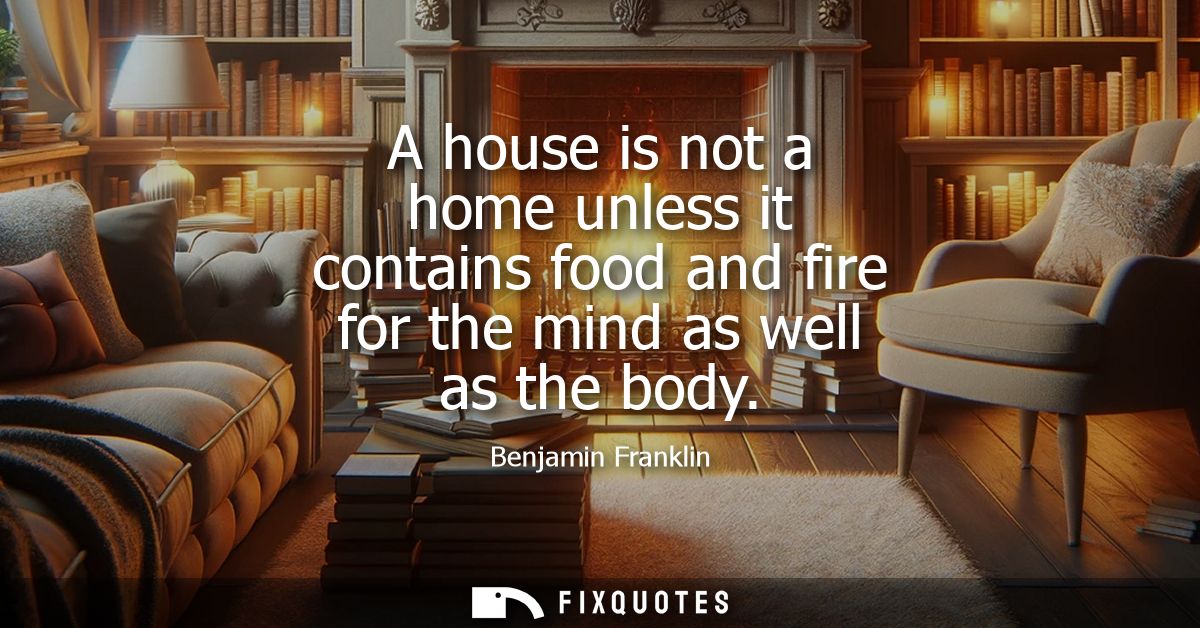 A house is not a home unless it contains food and fire for the mind as well as the body