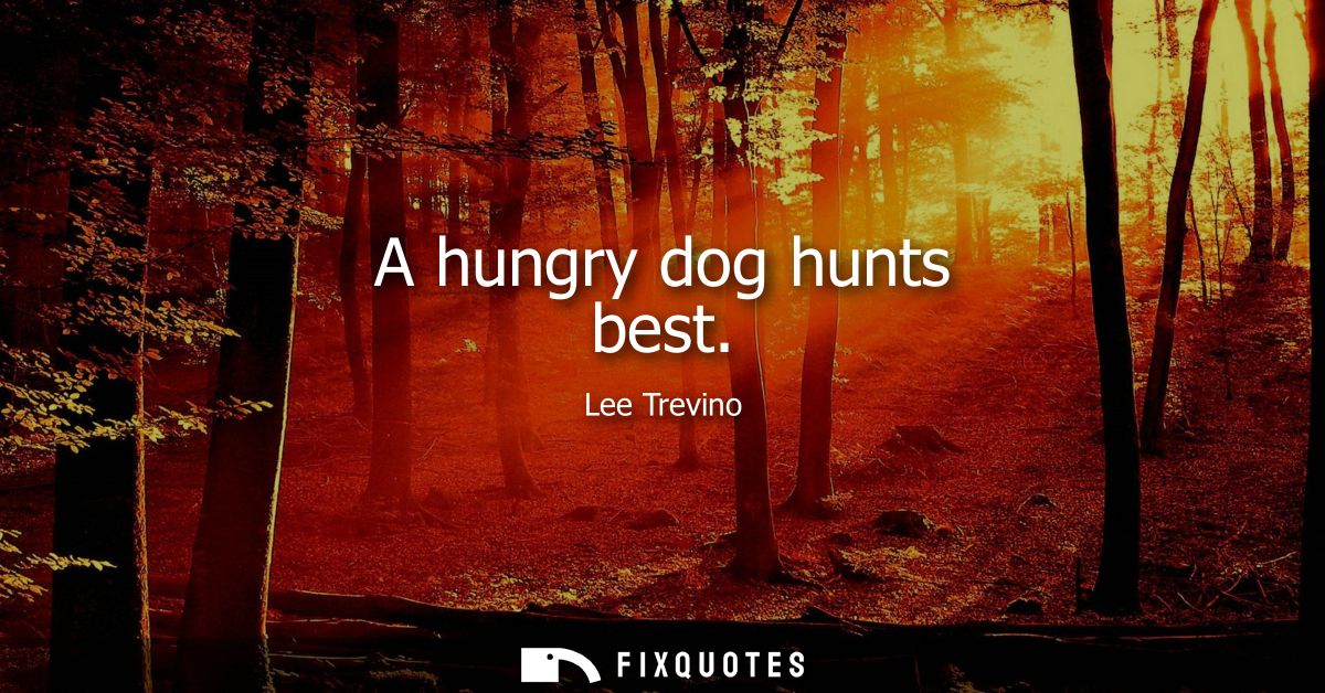 A hungry dog hunts best