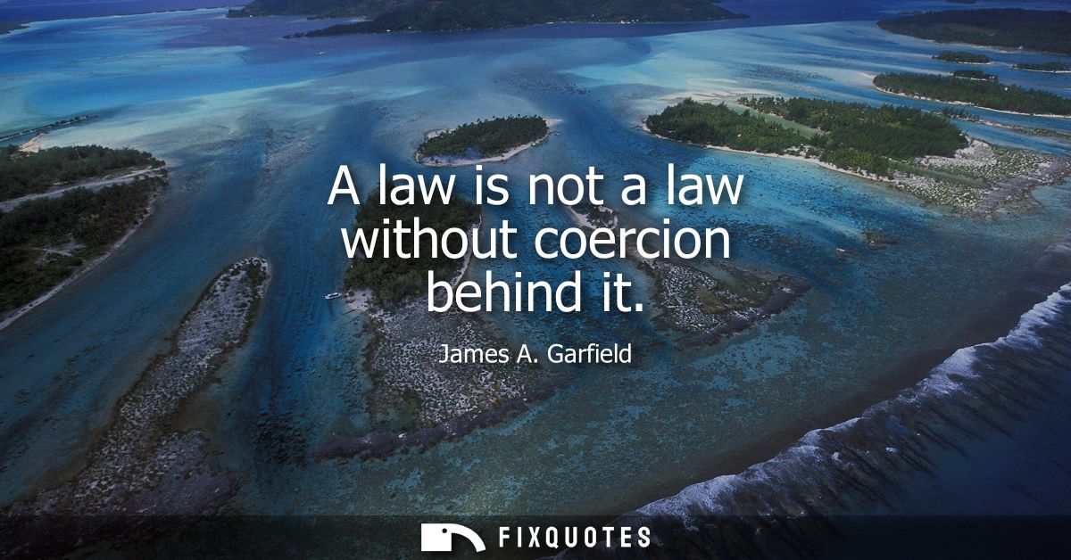 A law is not a law without coercion behind it