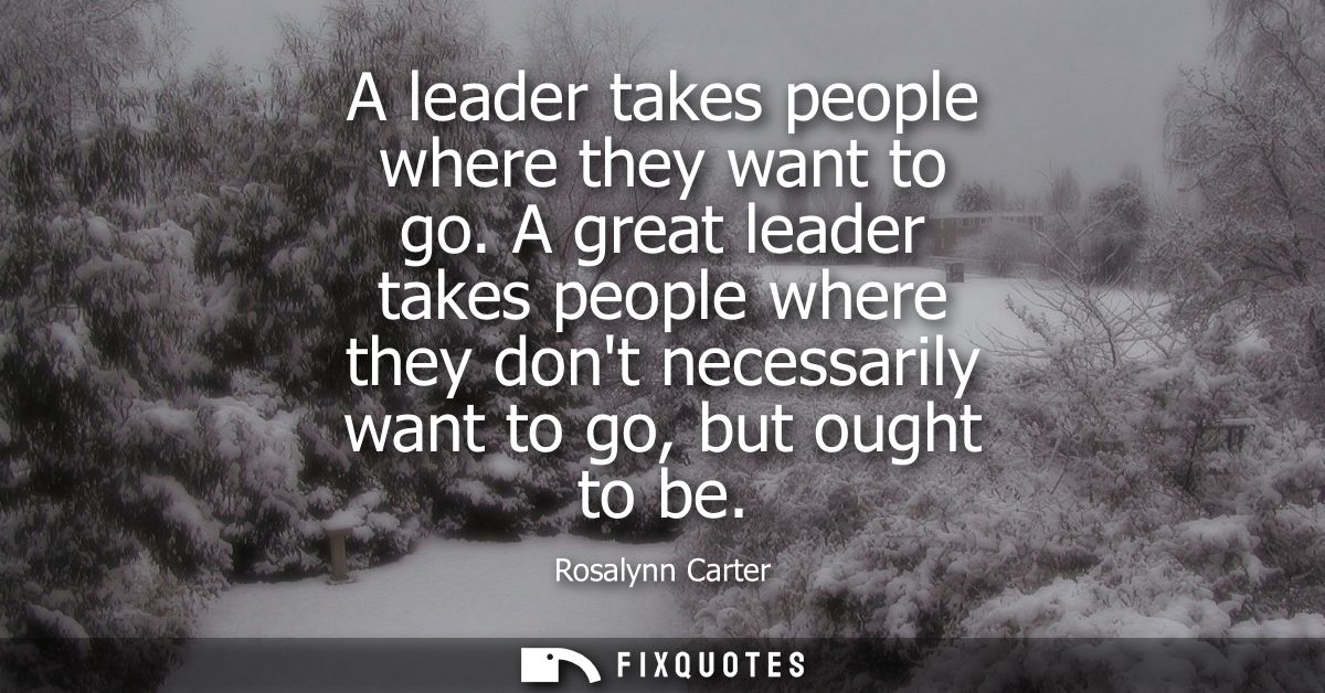 A leader takes people where they want to go. A great leader takes people where they dont necessarily want to go, but oug