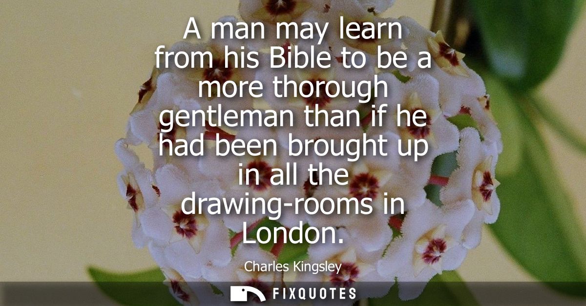 A man may learn from his Bible to be a more thorough gentleman than if he had been brought up in all the drawing-rooms i