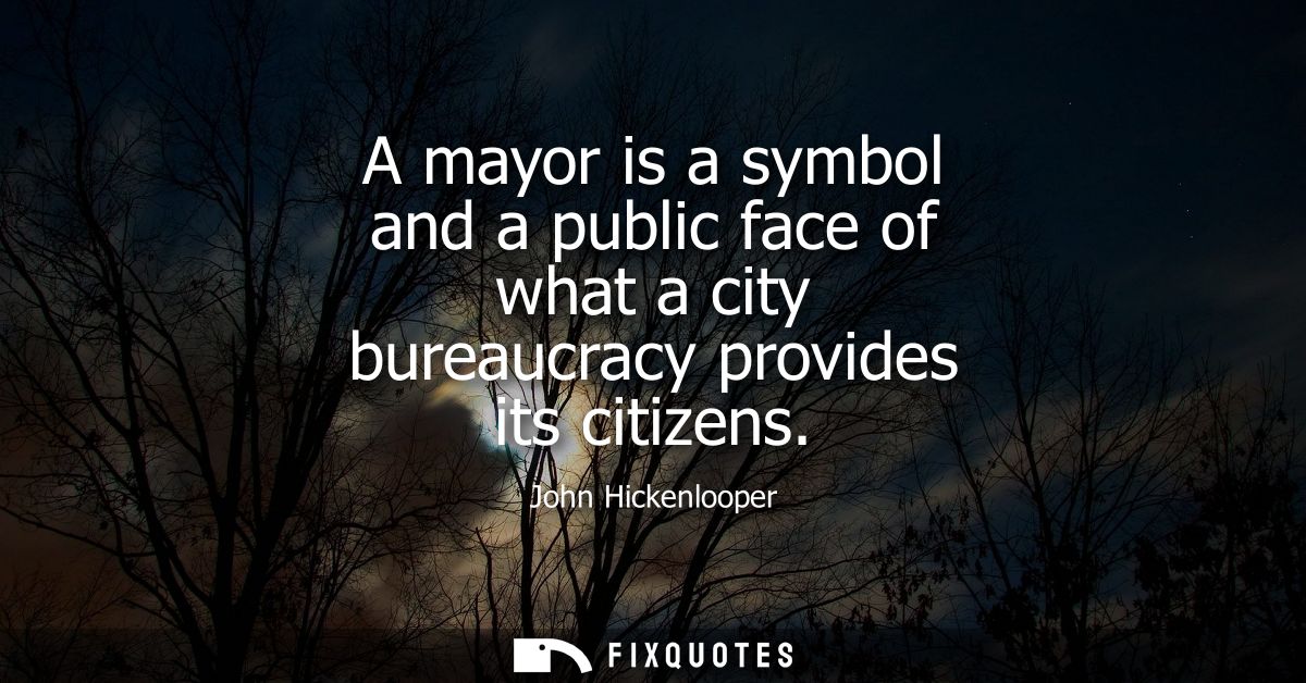 A mayor is a symbol and a public face of what a city bureaucracy provides its citizens