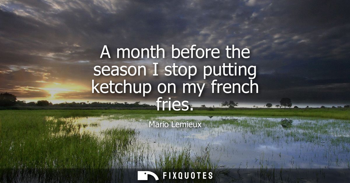 A month before the season I stop putting ketchup on my french fries - Mario Lemieux
