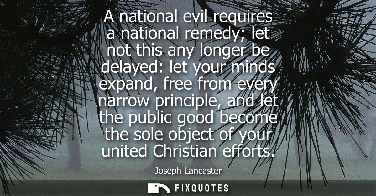 A national evil requires a national remedy let not this any longer be delayed: let your minds expand, free from every na
