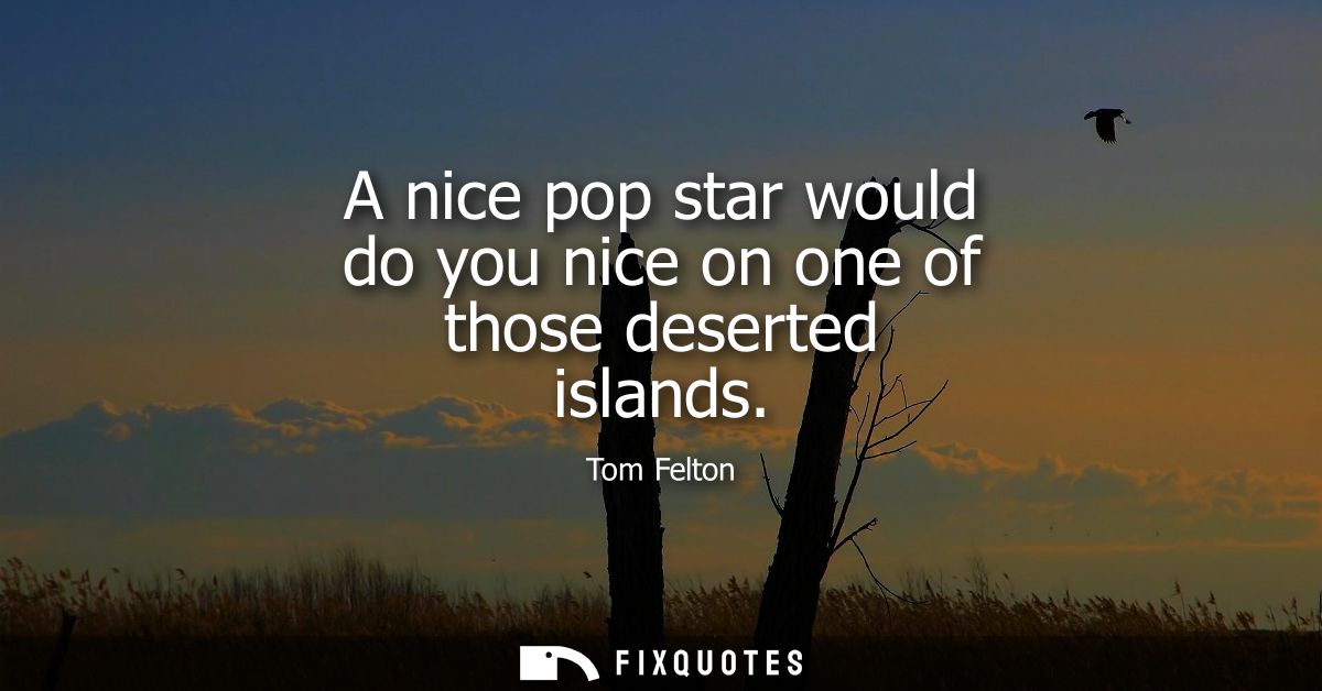 A nice pop star would do you nice on one of those deserted islands