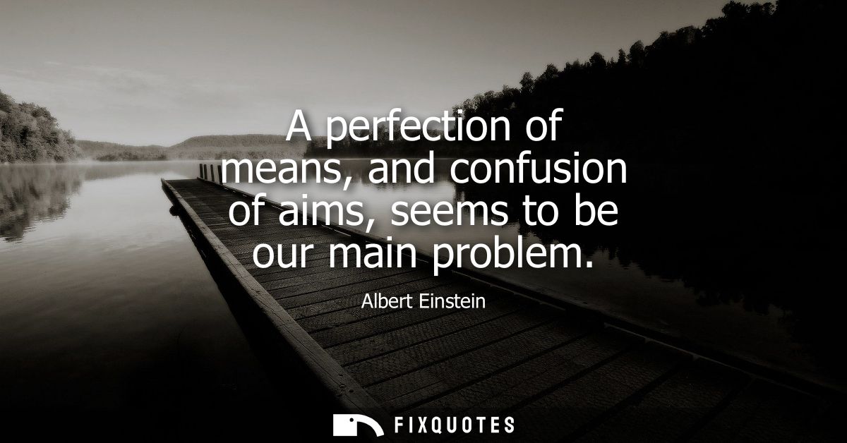 A perfection of means, and confusion of aims, seems to be our main problem