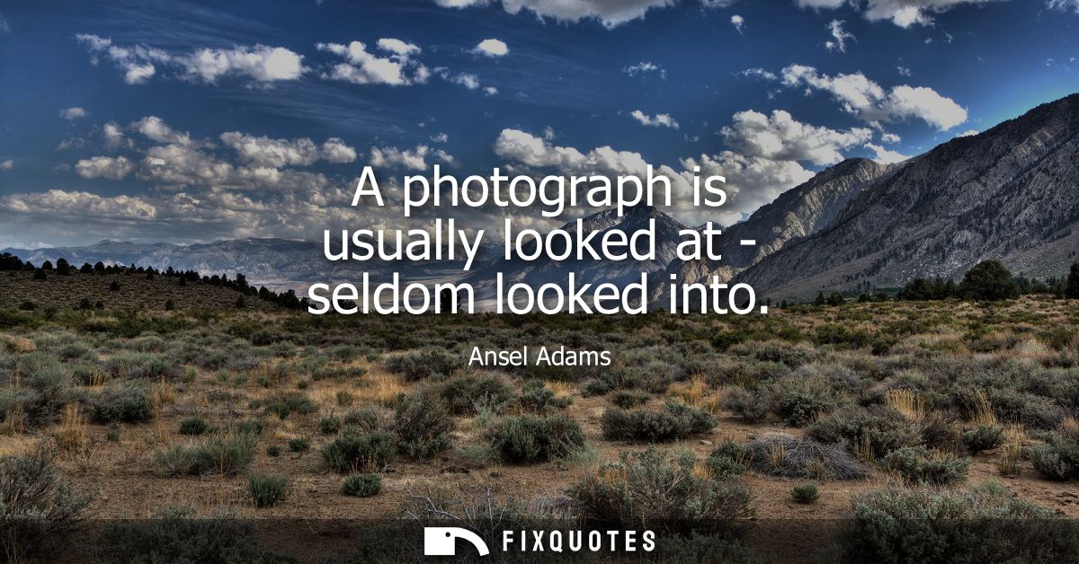 A photograph is usually looked at - seldom looked into