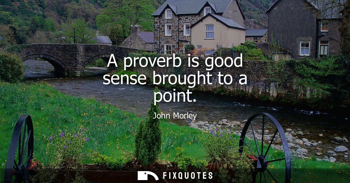 A proverb is good sense brought to a point
