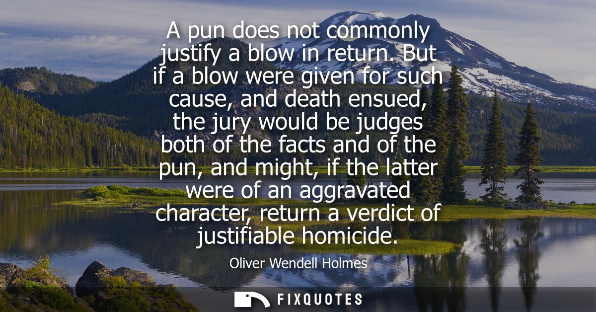 A pun does not commonly justify a blow in return. But if a blow were given for such cause, and death ensued, the jury wo