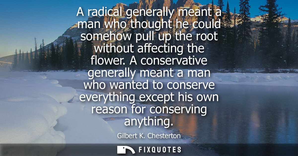 A radical generally meant a man who thought he could somehow pull up the root without affecting the flower.