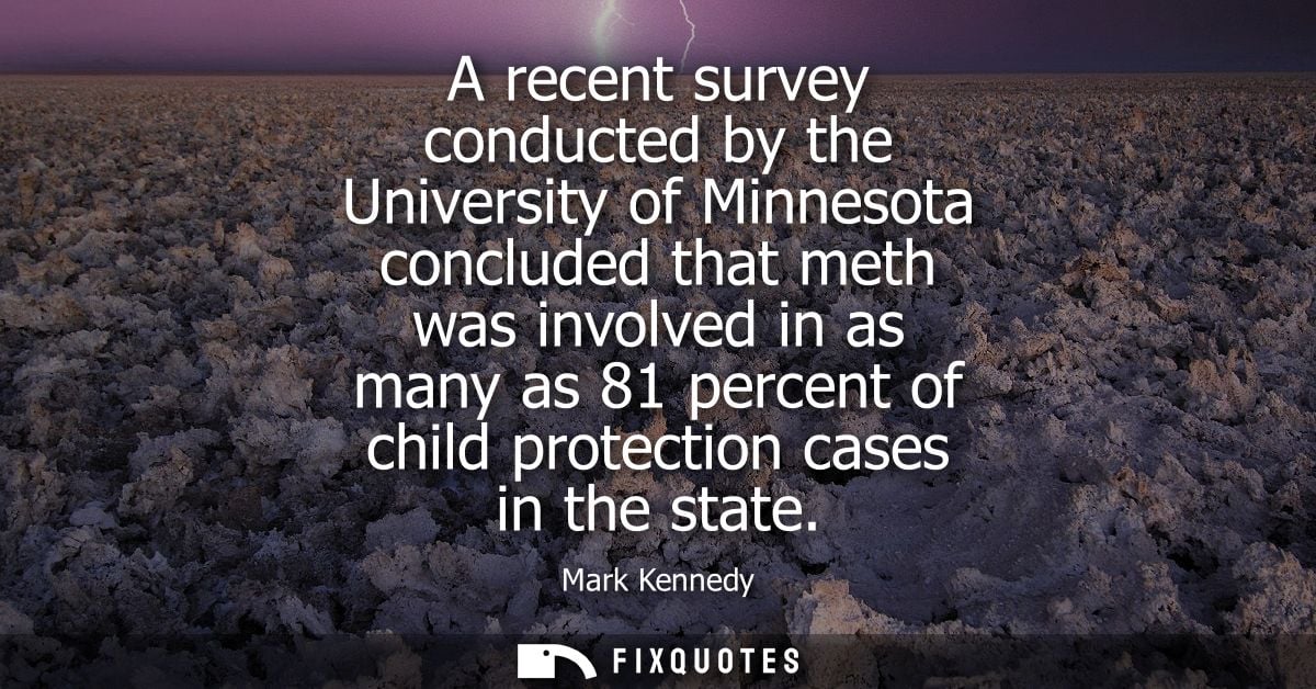 A recent survey conducted by the University of Minnesota concluded that meth was involved in as many as 81 percent of ch
