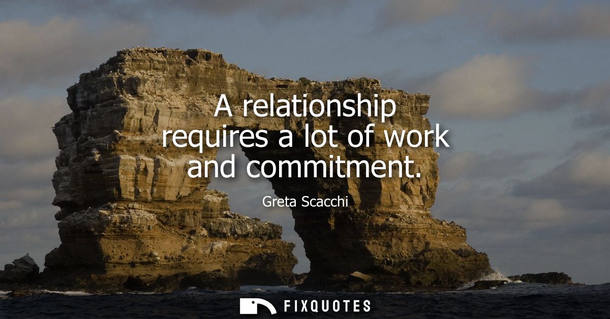 A relationship requires a lot of work and commitment