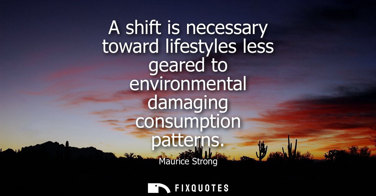 A shift is necessary toward lifestyles less geared to environmental damaging consumption patterns