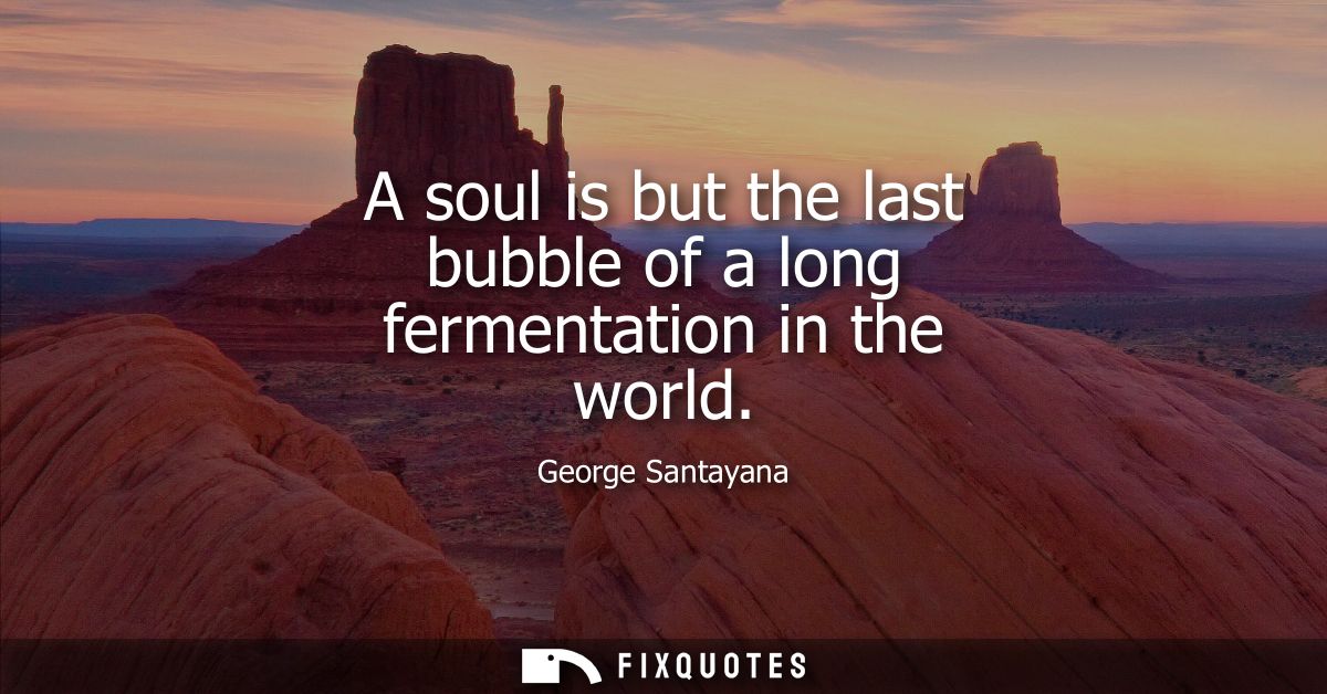 A soul is but the last bubble of a long fermentation in the world