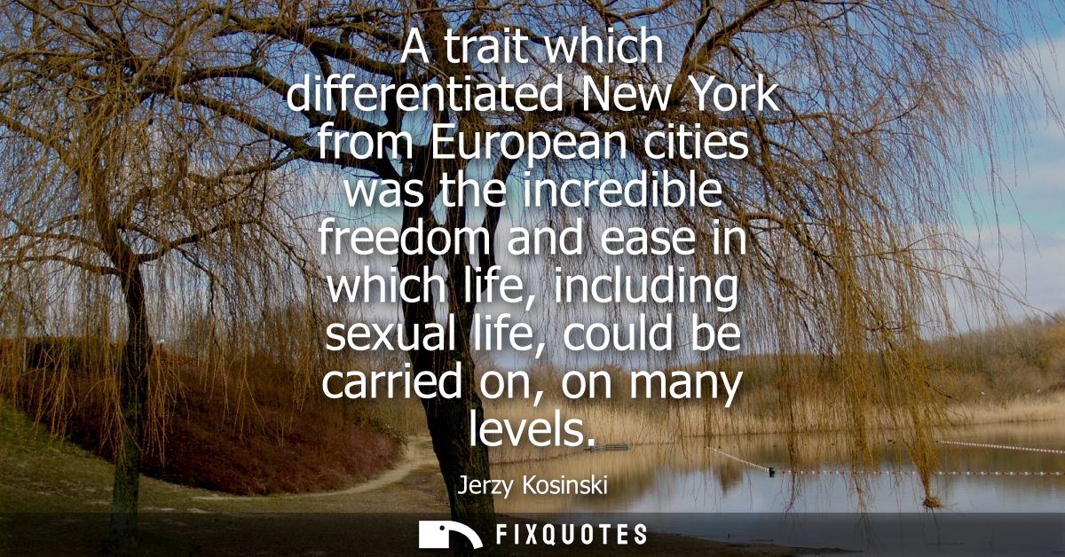 A trait which differentiated New York from European cities was the incredible freedom and ease in which life, including 