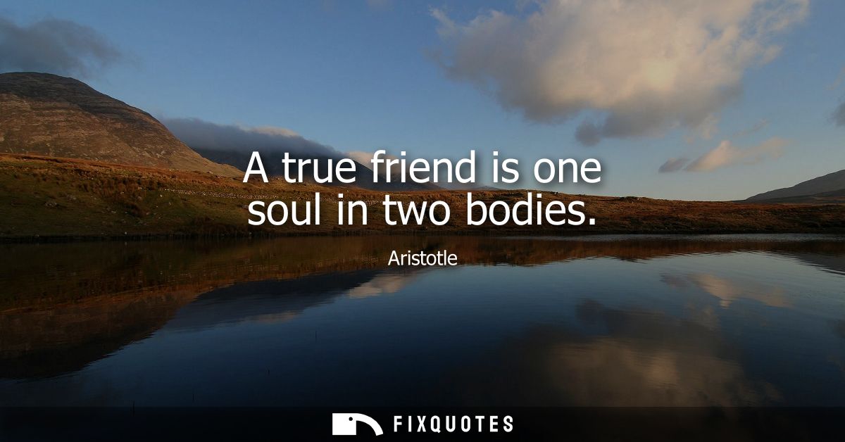 A true friend is one soul in two bodies
