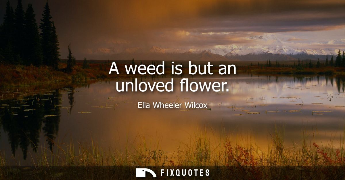 A weed is but an unloved flower