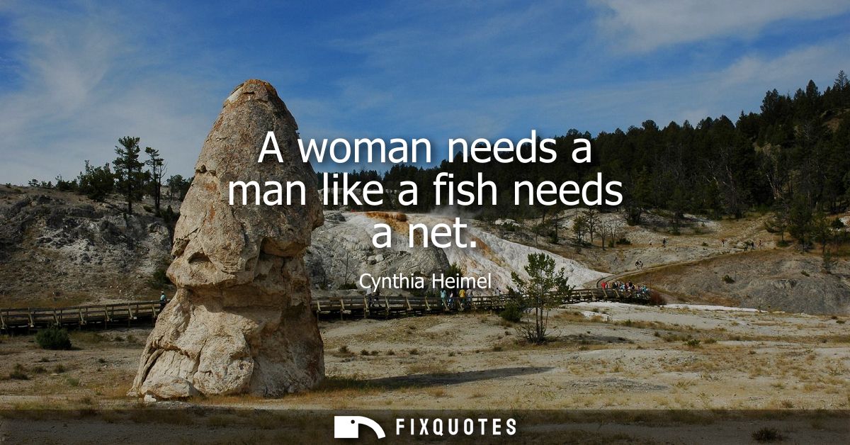 A woman needs a man like a fish needs a net