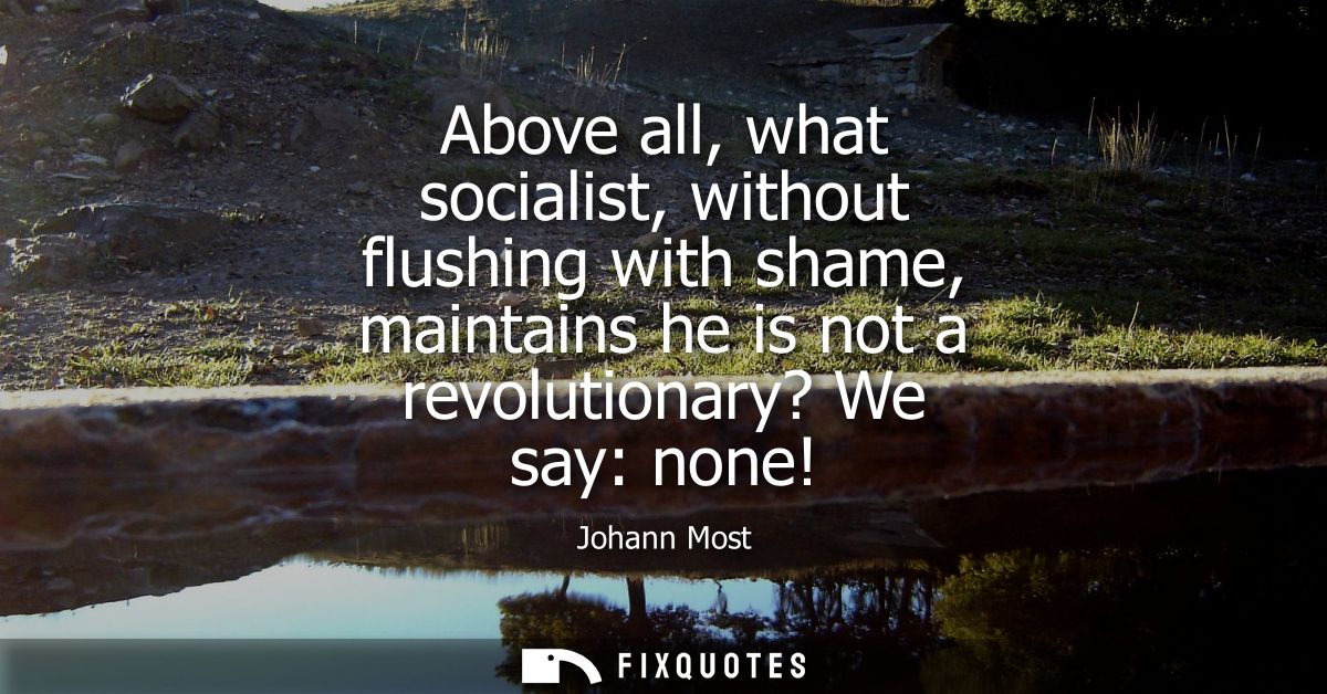 Above all, what socialist, without flushing with shame, maintains he is not a revolutionary? We say: none!