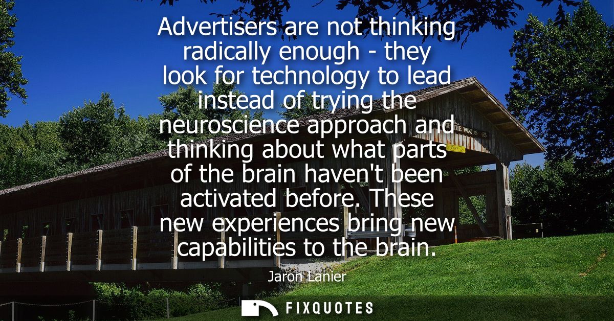 Advertisers are not thinking radically enough - they look for technology to lead instead of trying the neuroscience appr