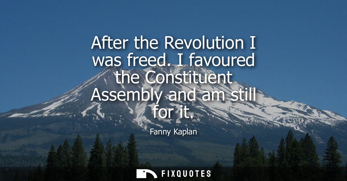 After the Revolution I was freed. I favoured the Constituent Assembly and am still for it