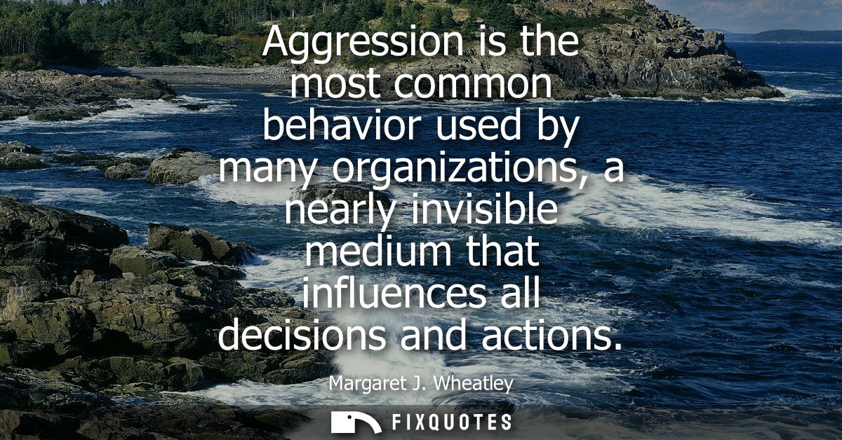 Aggression is the most common behavior used by many organizations, a nearly invisible medium that influences all decisio