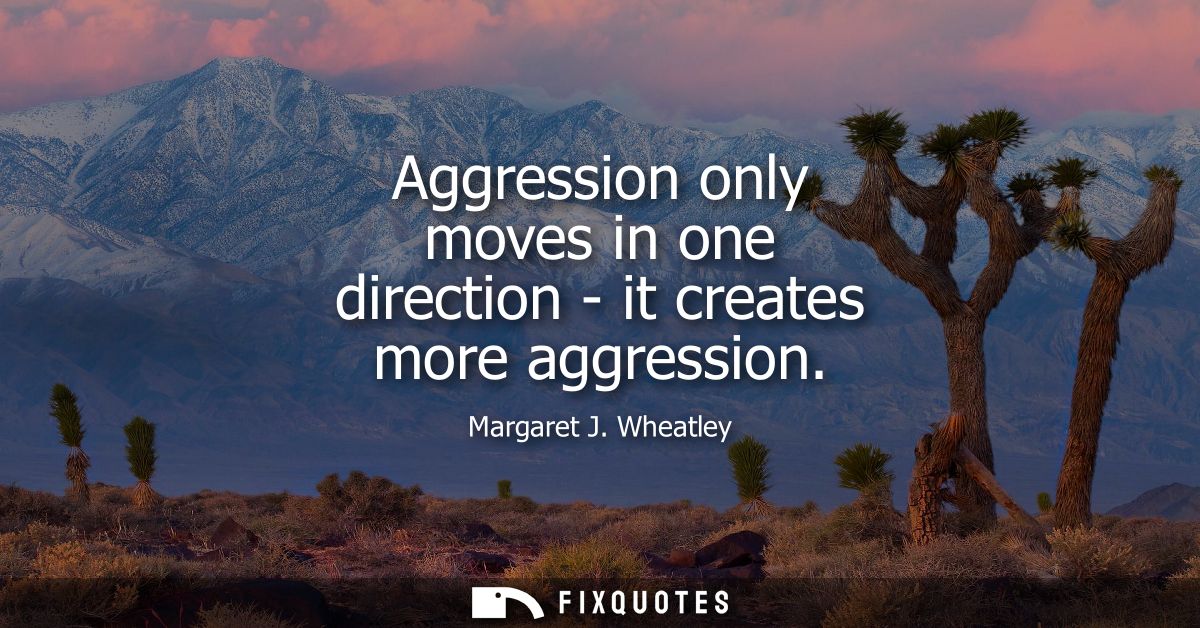 Aggression only moves in one direction - it creates more aggression
