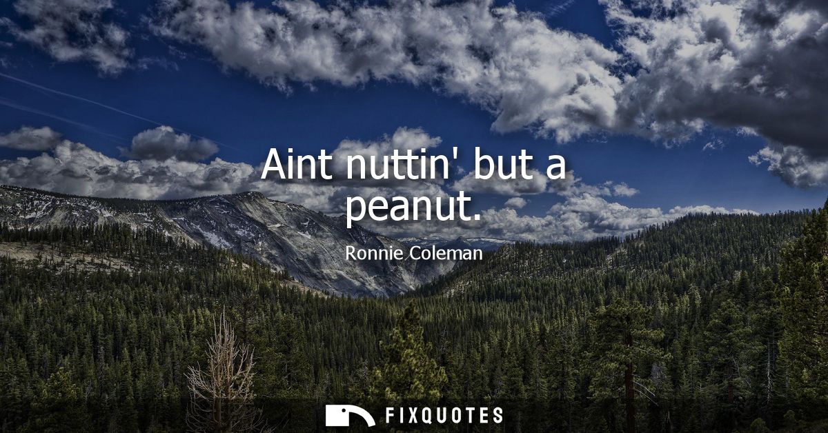 Aint nuttin but a peanut