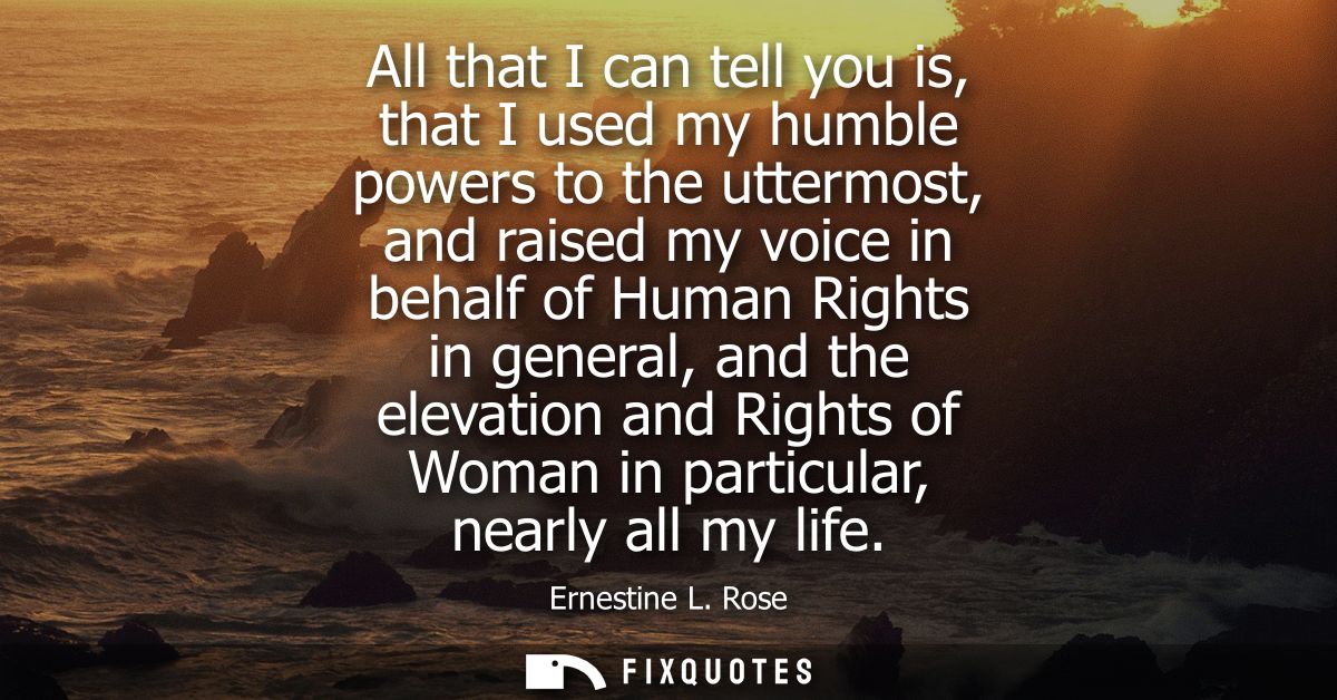 All that I can tell you is, that I used my humble powers to the uttermost, and raised my voice in behalf of Human Rights