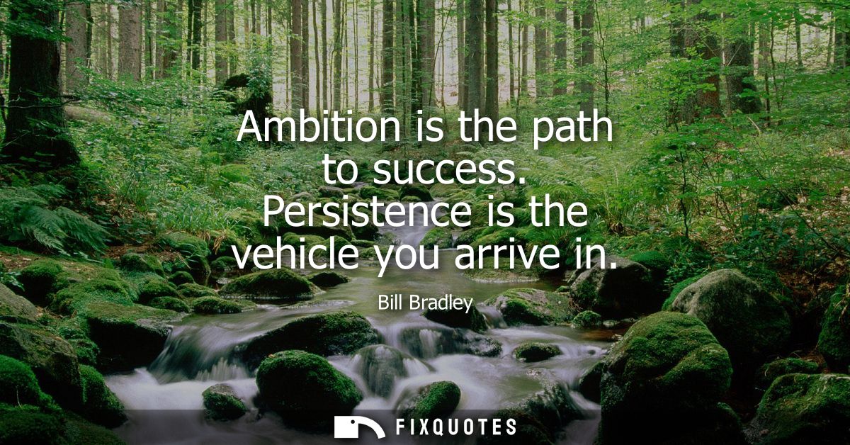 Ambition is the path to success. Persistence is the vehicle you arrive in