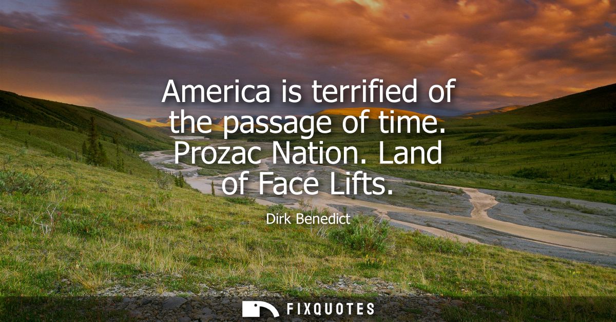 America is terrified of the passage of time. Prozac Nation. Land of Face Lifts