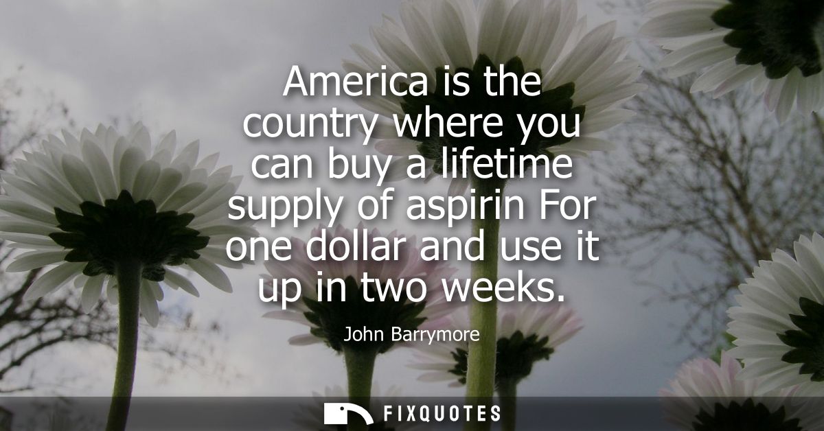 America is the country where you can buy a lifetime supply of aspirin For one dollar and use it up in two weeks