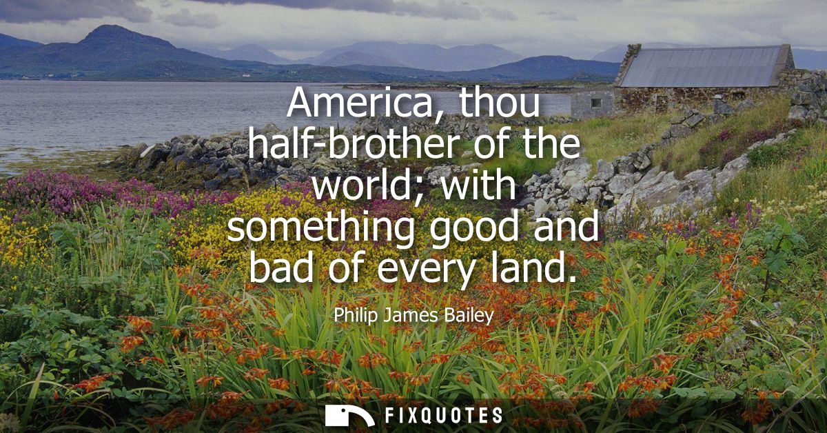 America, thou half-brother of the world with something good and bad of every land