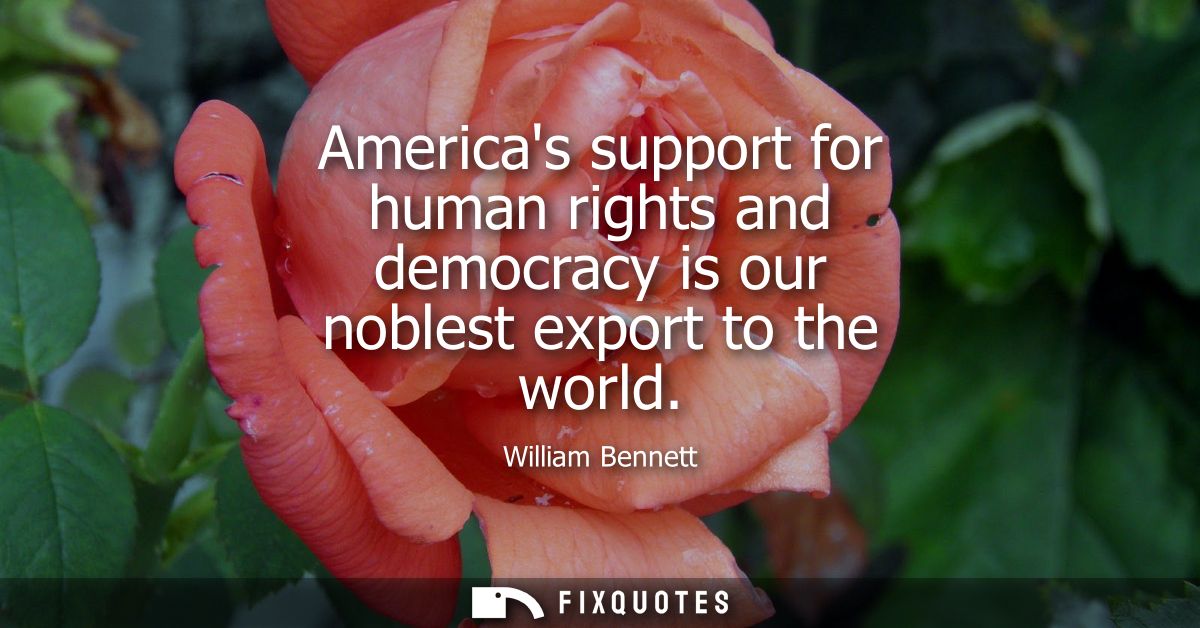 Americas support for human rights and democracy is our noblest export to the world